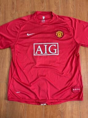 Nike Red Manchester United Football Jersey with AIG Logo - Rooney